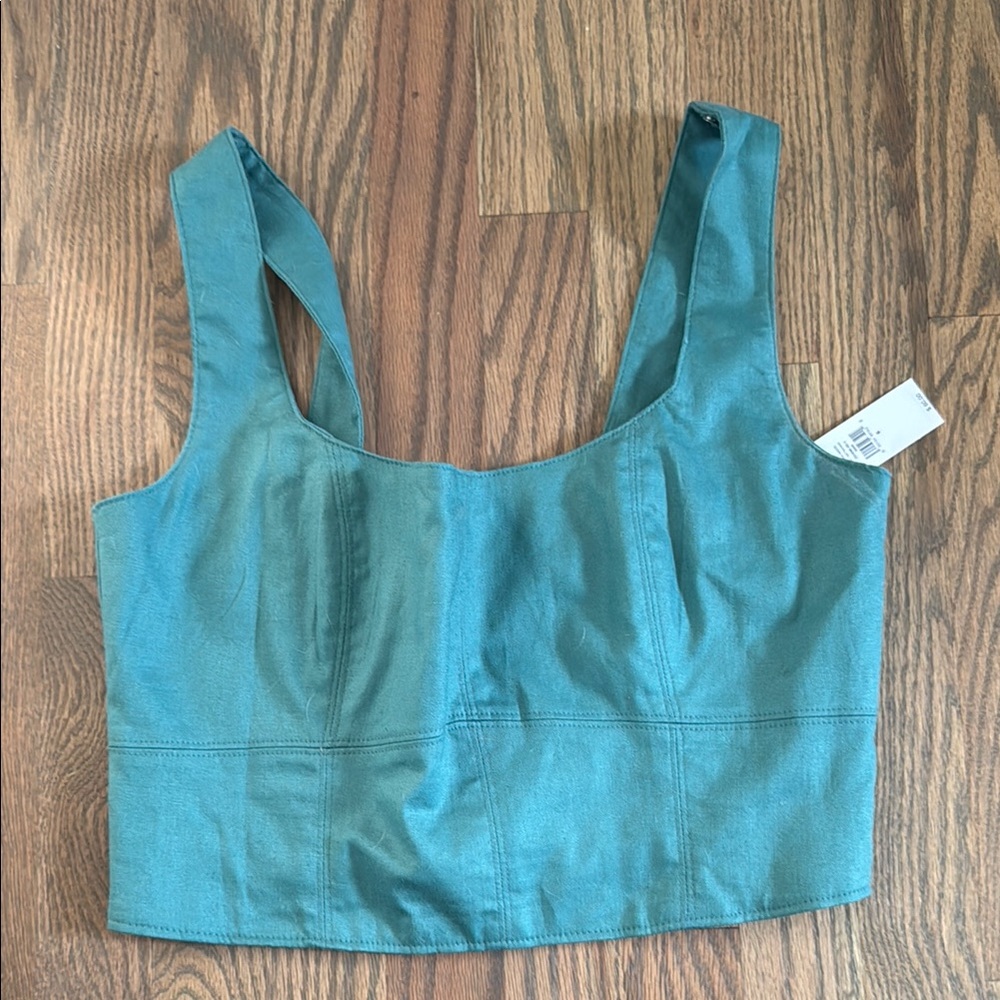 Linen blend square neck bustier